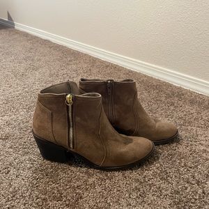 Tan suede booties